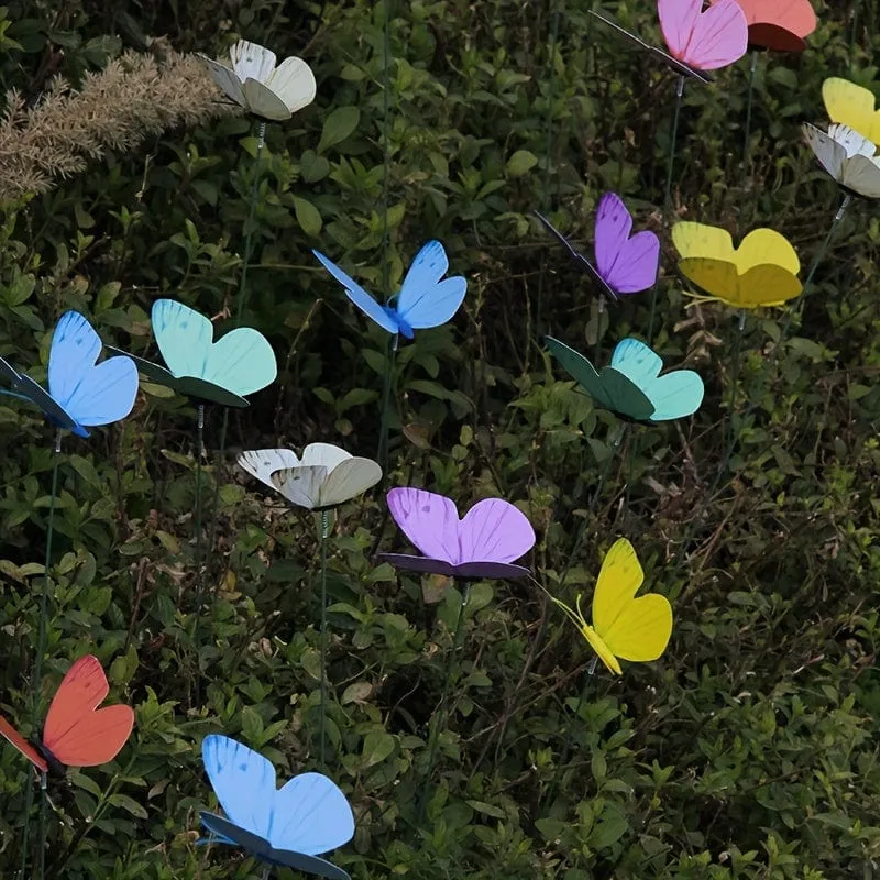 10 Stück Schmetterlings-Gartenstecker, Kunststoff-Hofschild mit Pfahl für Gartendekoration, Halloween-Dekor, Herbstdekoration, Hochzeit