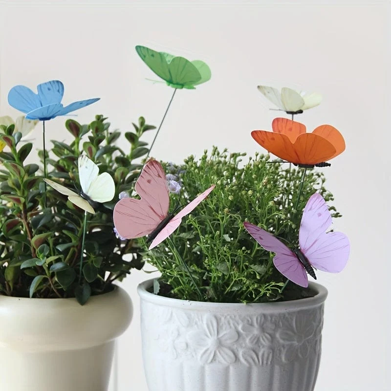 10 Stück Schmetterlings-Gartenstecker, Kunststoff-Hofschild mit Pfahl für Gartendekoration, Halloween-Dekor, Herbstdekoration, Hochzeit