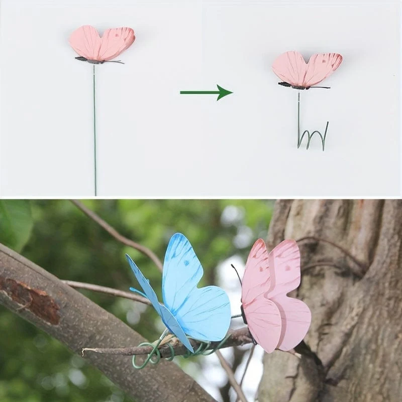 10 Stück Schmetterlings-Gartenstecker, Kunststoff-Hofschild mit Pfahl für Gartendekoration, Halloween-Dekor, Herbstdekoration, Hochzeit