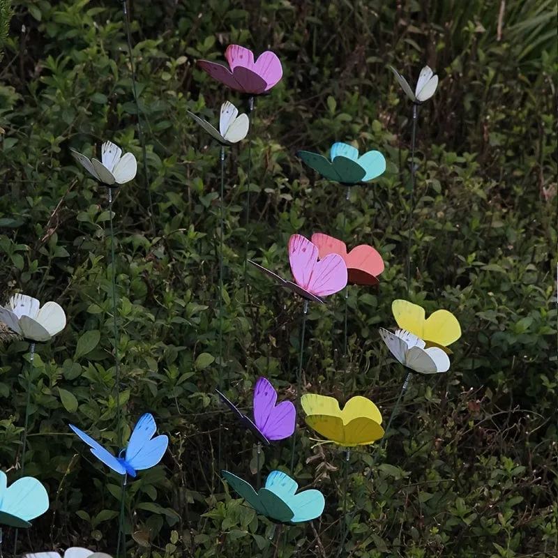 10 Stück Schmetterlings-Gartenstecker, Kunststoff-Hofschild mit Pfahl für Gartendekoration, Halloween-Dekor, Herbstdekoration, Hochzeit