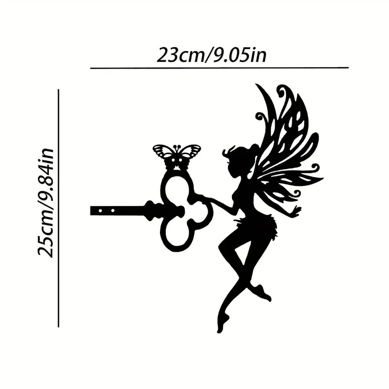 1 Stück hübsche Elfe auf Ast, Stahl-Silhouette, Metall, Wandkunst, Haus, Garten, Hof, Terrasse, Außenstatue, Pfahldekoration, perfekt für Geburtstage, Einweihungsgeschenke, Hof-Kunstdekoration