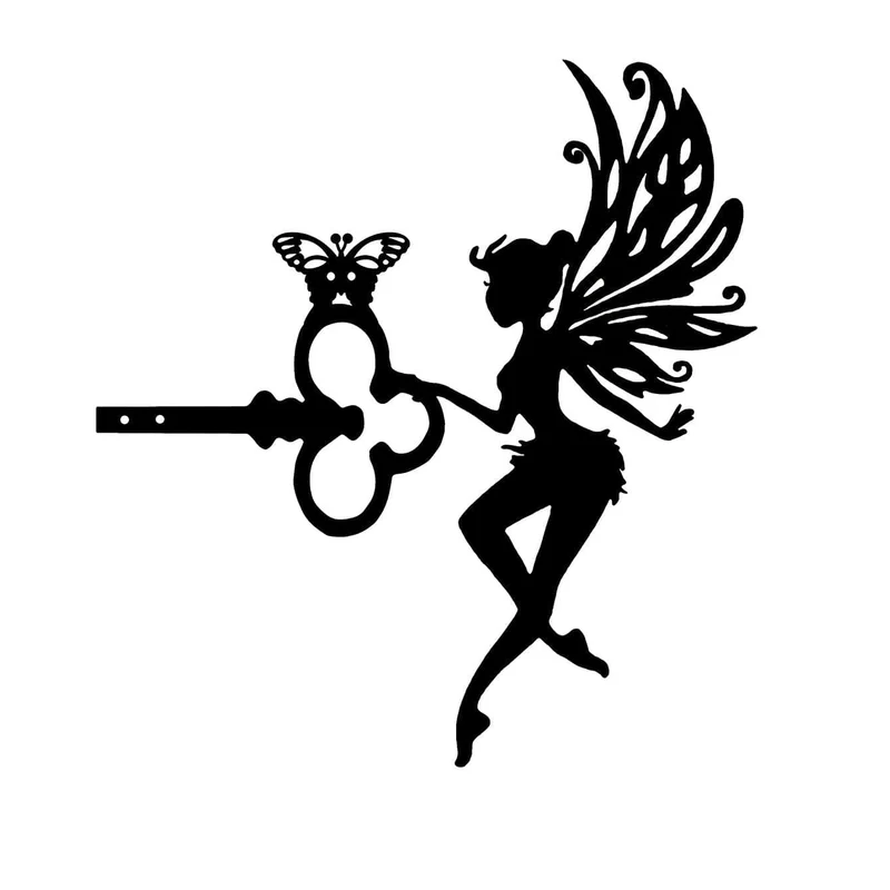1 Stück hübsche Elfe auf Ast, Stahl-Silhouette, Metall, Wandkunst, Haus, Garten, Hof, Terrasse, Außenstatue, Pfahldekoration, perfekt für Geburtstage, Einweihungsgeschenke, Hof-Kunstdekoration