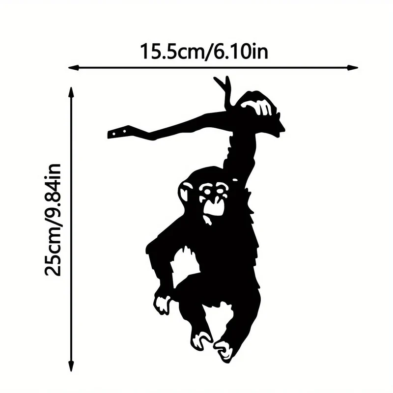 1 Stück Affe, der am Ast hängt, Gartenstecker, Hof-Kunstdekor, Silhouette, Metall-Wandkunst, Hausgarten, Hof, Terrasse, Außenstatue, Pfahldekoration, perfekt für Geburtstage, Einweihungsgeschenke