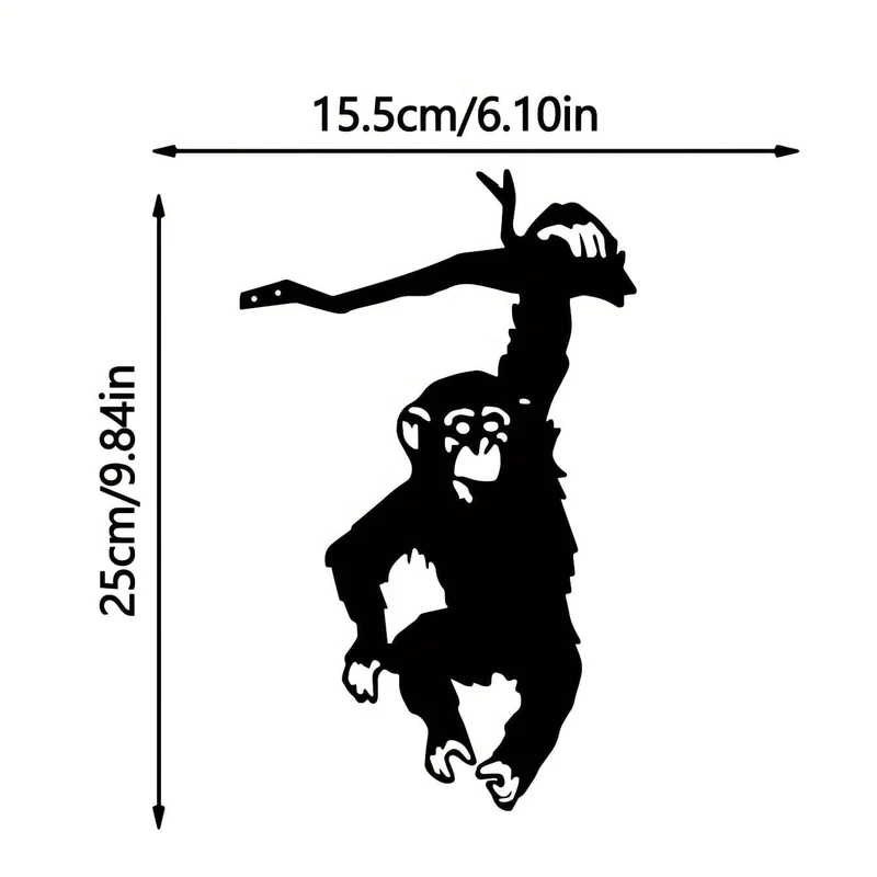 1 Stück Affe, der am Ast hängt, Gartenstecker, Hof-Kunstdekor, Silhouette, Metall-Wandkunst, Hausgarten, Hof, Terrasse, Außenstatue, Pfahldekoration, perfekt für Geburtstage, Einweihungsgeschenke