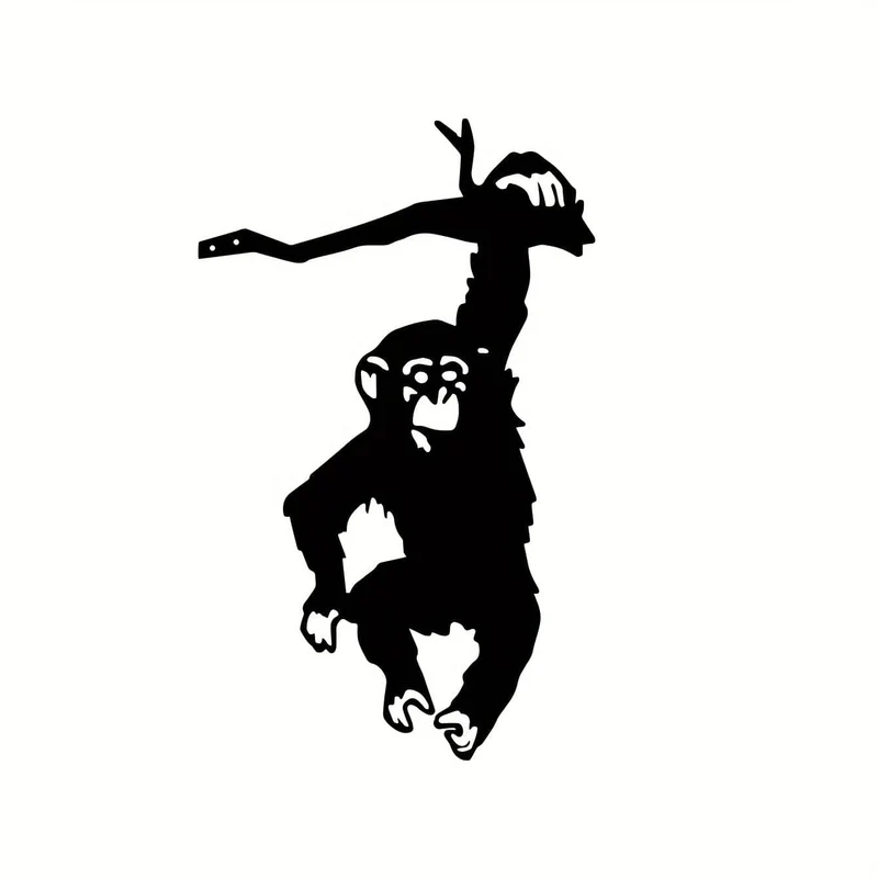1 Stück Affe, der am Ast hängt, Gartenstecker, Hof-Kunstdekor, Silhouette, Metall-Wandkunst, Hausgarten, Hof, Terrasse, Außenstatue, Pfahldekoration, perfekt für Geburtstage, Einweihungsgeschenke