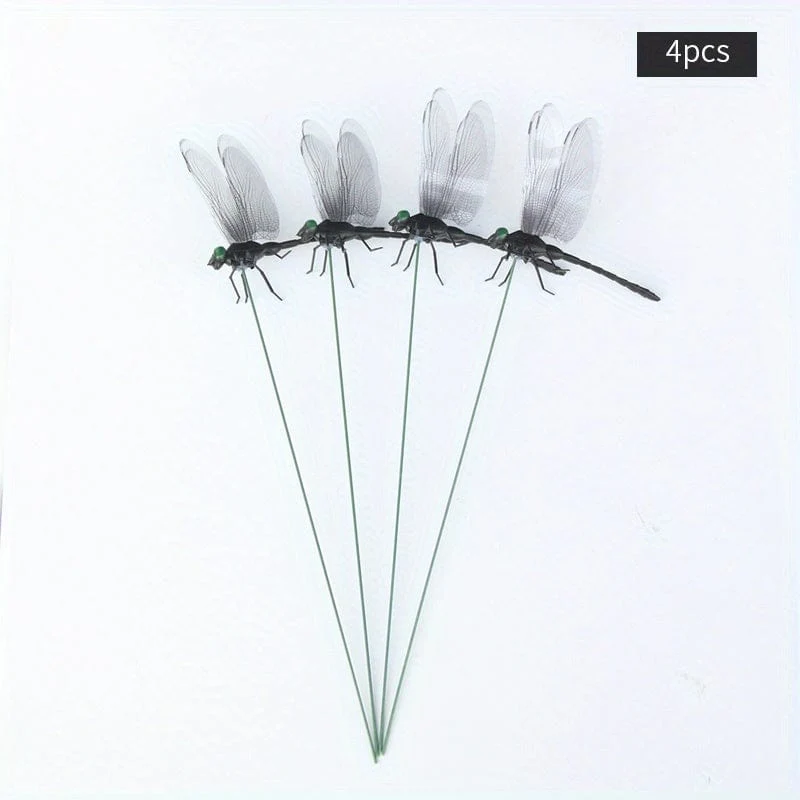 4 Stück Libellen-Gartenstecker, Kunststoff-Hofschild mit Stecker für Gartendekoration, Halloween-Dekor, Herbstdekoration, Erntedank