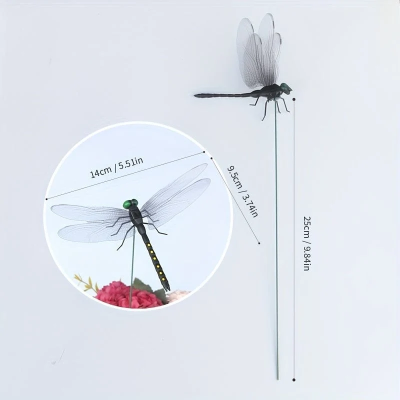 4 Stück Libellen-Gartenstecker, Kunststoff-Hofschild mit Stecker für Gartendekoration, Halloween-Dekor, Herbstdekoration, Erntedank