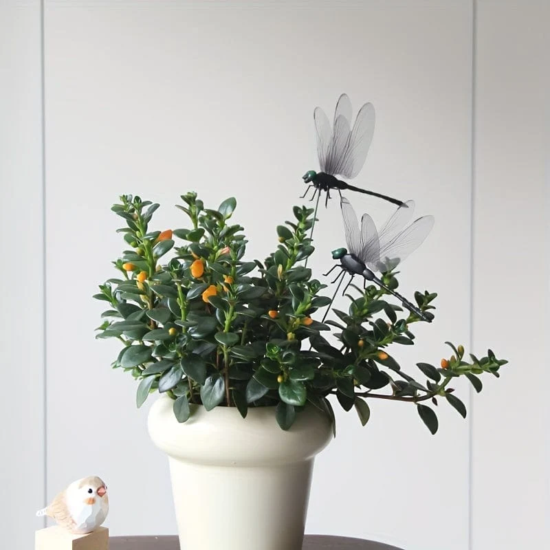 4 Stück Libellen-Gartenstecker, Kunststoff-Hofschild mit Stecker für Gartendekoration, Halloween-Dekor, Herbstdekoration, Erntedank