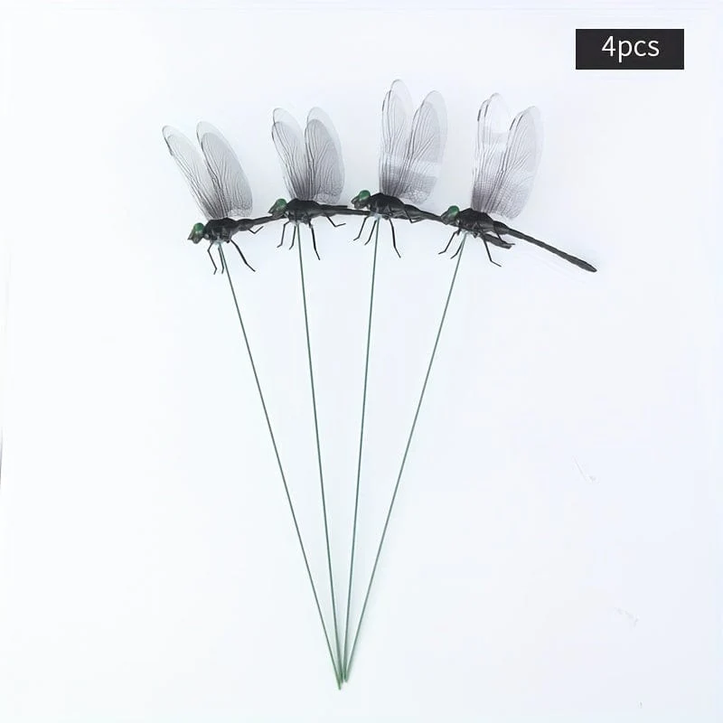 4 Stück Libellen-Gartenstecker, Kunststoff-Hofschild mit Stecker für Gartendekoration, Halloween-Dekor, Herbstdekoration, Erntedank