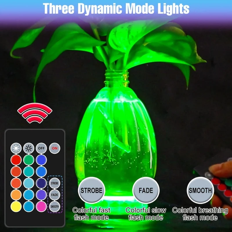 1 x RGB-LED-Tauchleuchte, 15 Farbwechsel, batteriebetrieben, Unterwasser-Teichbeleuchtung, wasserdicht, 3 Modi, bunte Aquarium-Atmosphäre, Schwimmbad-Lampe, Brunnen mit Fernbedienung für den Garten im Freien