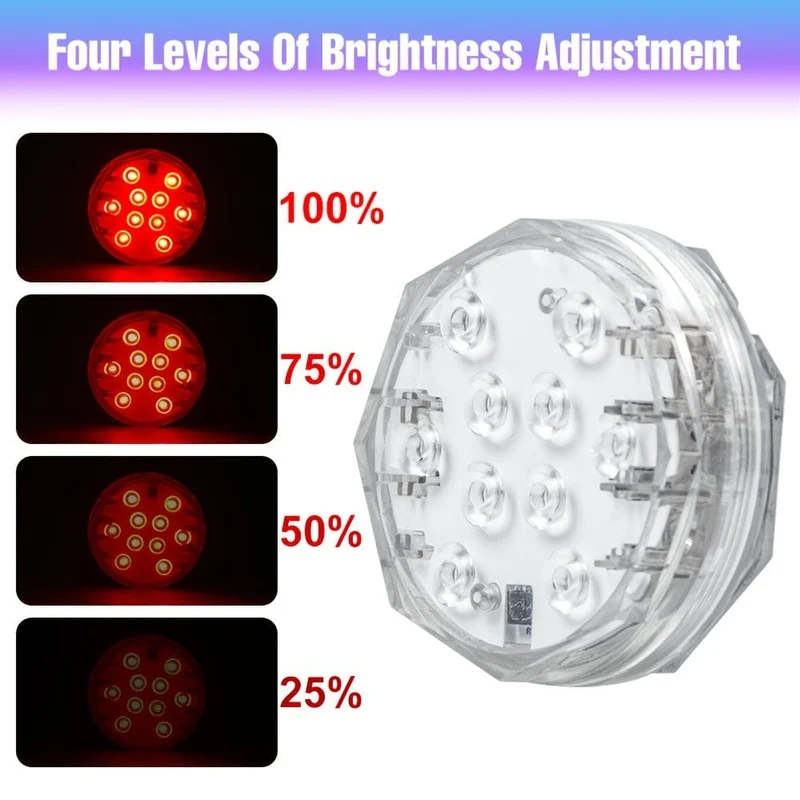 1 x RGB-LED-Tauchleuchte, 15 Farbwechsel, batteriebetrieben, Unterwasser-Teichbeleuchtung, wasserdicht, 3 Modi, bunte Aquarium-Atmosphäre, Schwimmbad-Lampe, Brunnen mit Fernbedienung für den Garten im Freien