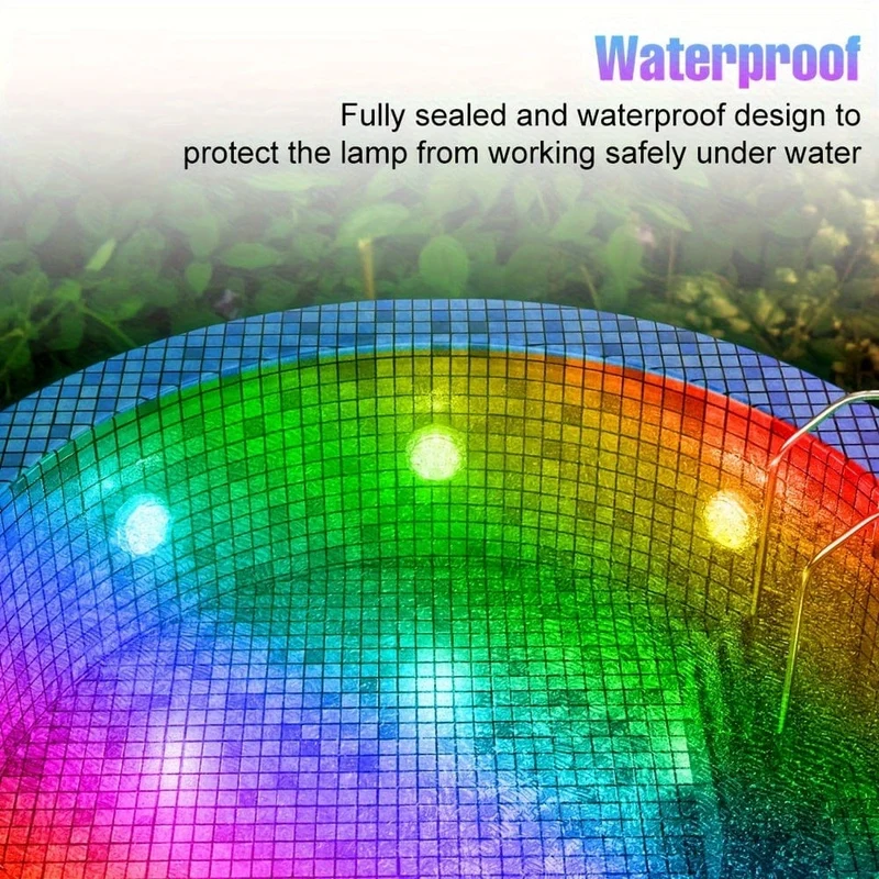 1 x RGB-LED-Tauchleuchte, 15 Farbwechsel, batteriebetrieben, Unterwasser-Teichbeleuchtung, wasserdicht, 3 Modi, bunte Aquarium-Atmosphäre, Schwimmbad-Lampe, Brunnen mit Fernbedienung für den Garten im Freien