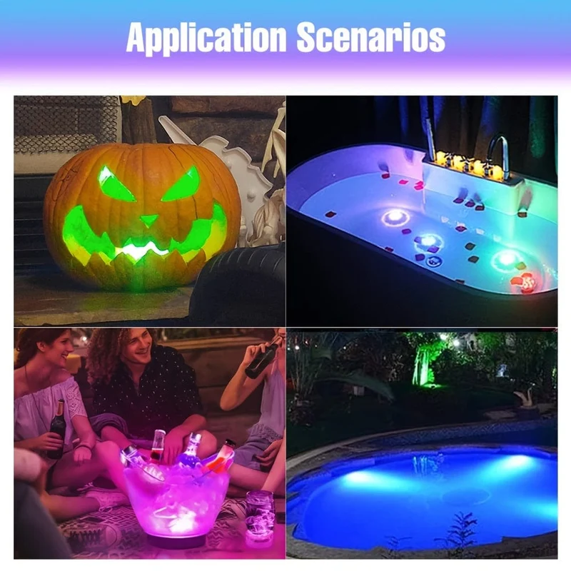1 x RGB-LED-Tauchleuchte, 15 Farbwechsel, batteriebetrieben, Unterwasser-Teichbeleuchtung, wasserdicht, 3 Modi, bunte Aquarium-Atmosphäre, Schwimmbad-Lampe, Brunnen mit Fernbedienung für den Garten im Freien