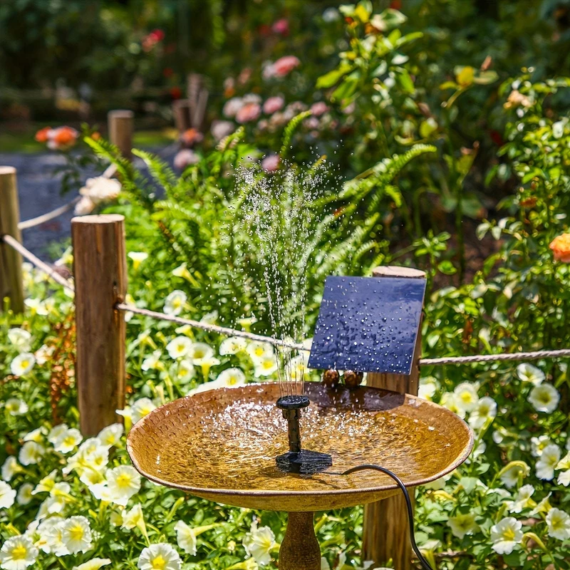 1 Set Solarbrunnenpumpe, solarbetriebener Wasserbrunnen, Solarbrunnen-Vogelbadpumpe, freistehende tragbare schwimmende solarbetriebene Wasserbrunnenpumpe, Solartrinkwasserpumpe für Garten, Teich, Pool, Außenbereich