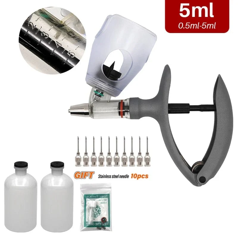 1ml/2ml /5ml Automatische Veterinär Kontinuierliche Spritze Tier Injektion Einstellbare Impfstoff für vieh Schwein Rinder Schafe