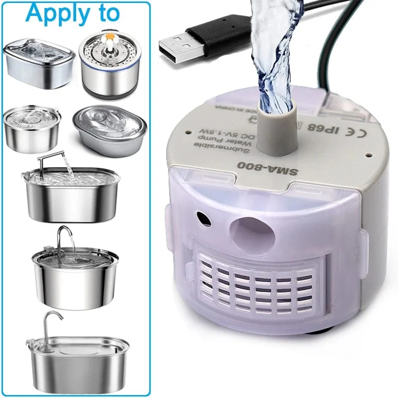Haustier-Trinkbrunnen-Motor, Tauchpumpe, Katzen-Wassertrinker, SMA-800, USB-Wasserpumpe, Katzen-Trinkbrunnen-Zubehör, Stummschaltung, DC 5 V/1 A, Wasserpumpe