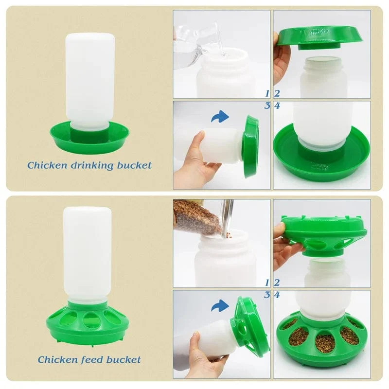 Neue verdickte Futter- und Trinkstation für Geflügel, Wasser- und Lebensmittelspender, automatischer Tränkebehälter für Hühner, Vögel, Küken, Futtereimer, Behälter, 1 l