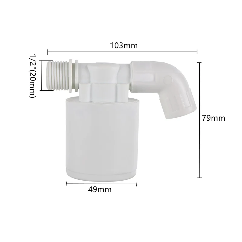 1/2" Automatischer Wasserstandskontrollventilturm, schwimmendes Kugelventil, installiert im Inneren des Tanks, steckbares freies Einlass- und Auslassventil