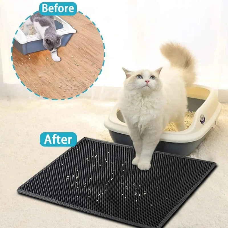 Katzenstreu-Matte mit Geschenk, doppellagige, wasserdichte Haustier-Katzentoilettenmatte, rutschfeste Sand-Katzenunterlage, waschbare Bettmatte, saubere Pad-Produkte
