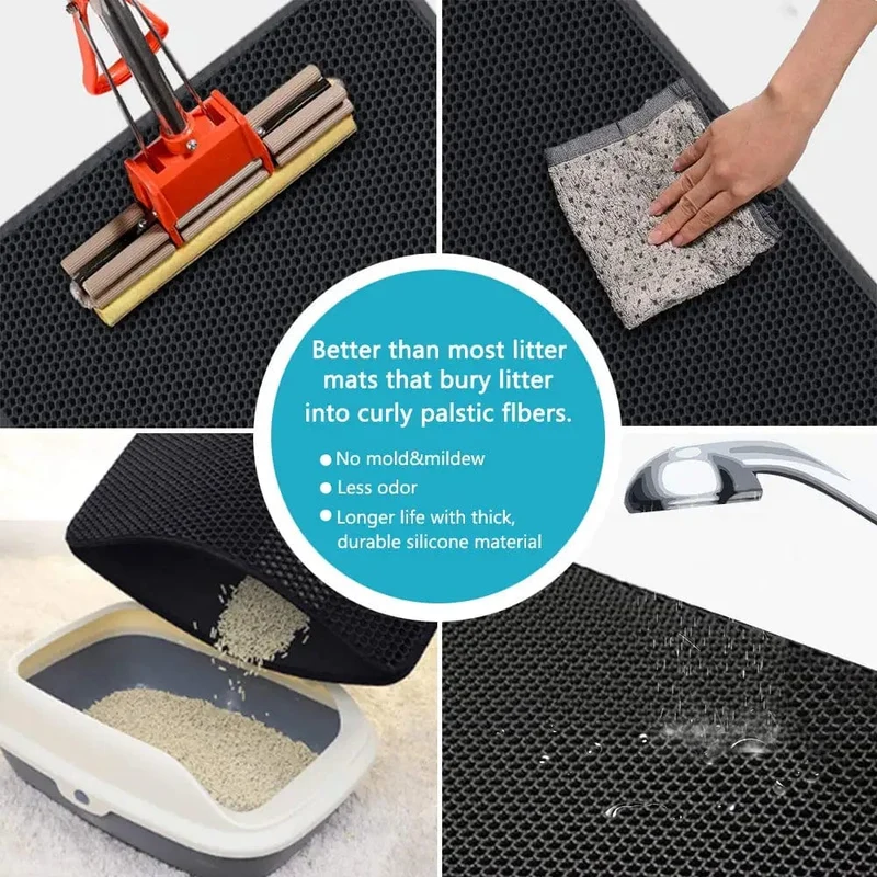 Katzenstreu-Matte mit Geschenk, doppellagige, wasserdichte Haustier-Katzentoilettenmatte, rutschfeste Sand-Katzenunterlage, waschbare Bettmatte, saubere Pad-Produkte