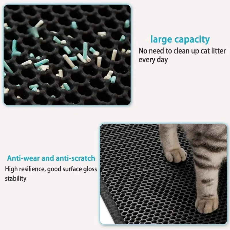 Katzenstreu-Matte mit Geschenk, doppellagige, wasserdichte Haustier-Katzentoilettenmatte, rutschfeste Sand-Katzenunterlage, waschbare Bettmatte, saubere Pad-Produkte