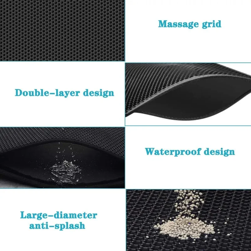 Katzenstreu-Matte mit Geschenk, doppellagige, wasserdichte Haustier-Katzentoilettenmatte, rutschfeste Sand-Katzenunterlage, waschbare Bettmatte, saubere Pad-Produkte
