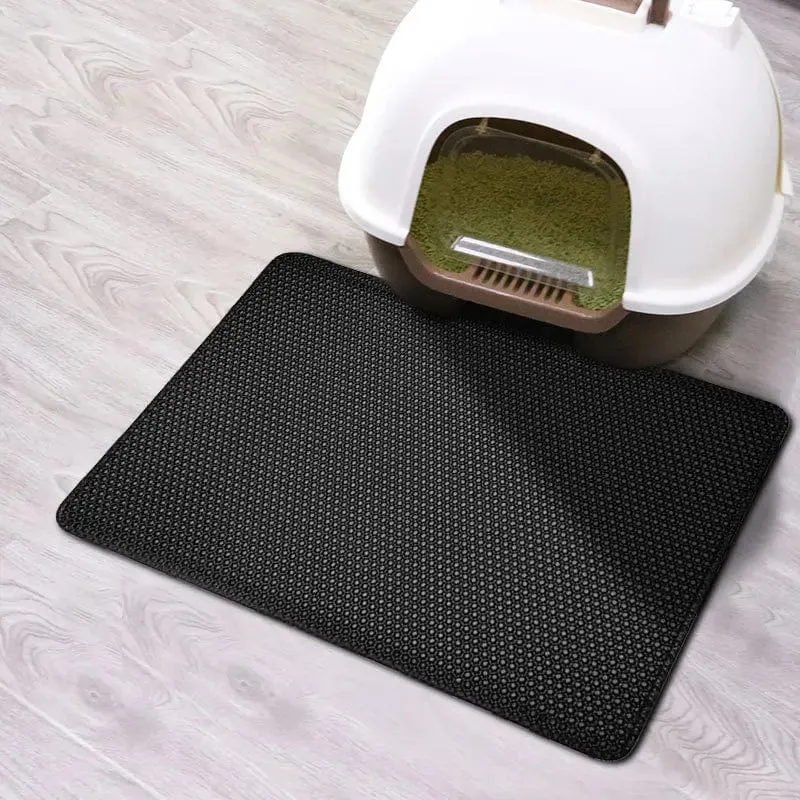 Katzenstreu-Matte mit Geschenk, doppellagige, wasserdichte Haustier-Katzentoilettenmatte, rutschfeste Sand-Katzenunterlage, waschbare Bettmatte, saubere Pad-Produkte