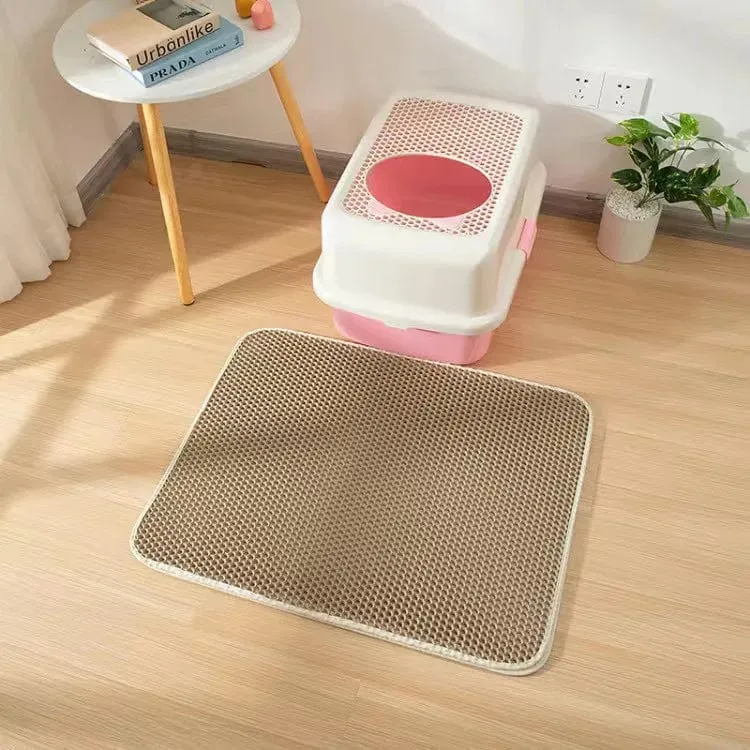 Katzenstreu-Matte mit Geschenk, doppellagige, wasserdichte Haustier-Katzentoilettenmatte, rutschfeste Sand-Katzenunterlage, waschbare Bettmatte, saubere Pad-Produkte