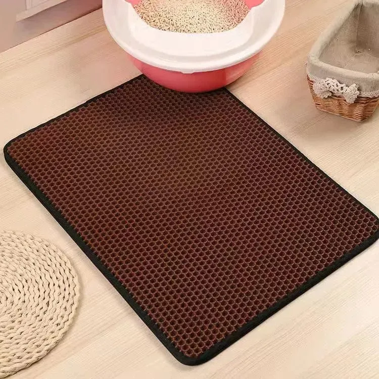 Katzenstreu-Matte mit Geschenk, doppellagige, wasserdichte Haustier-Katzentoilettenmatte, rutschfeste Sand-Katzenunterlage, waschbare Bettmatte, saubere Pad-Produkte