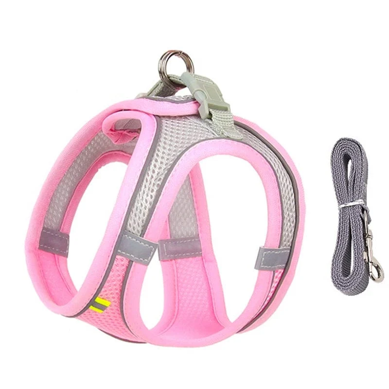 Hundegeschirr-Leine-Set für kleine Hunde, verstellbar, Welpen-Katzengeschirr, Weste, französische Bulldogge, Chihuahua, Mops, Outdoor-Laufleine