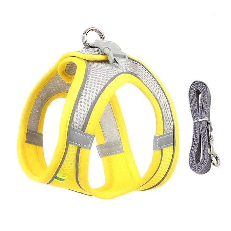 Hundegeschirr-Leine-Set für kleine Hunde, verstellbar, Welpen-Katzengeschirr, Weste, französische Bulldogge, Chihuahua, Mops, Outdoor-Laufleine