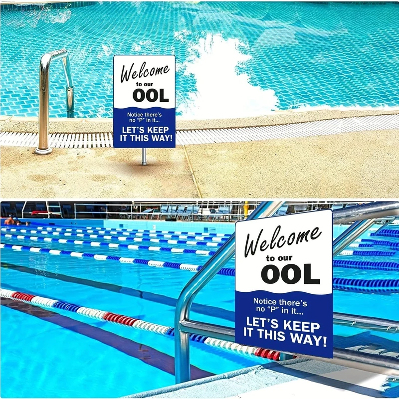 Seien Sie sicher und genießen Sie Ihre Zeit am Pool: 1 Metallblechschild mit Poolregeln und Rettungsschwimmerwarnung