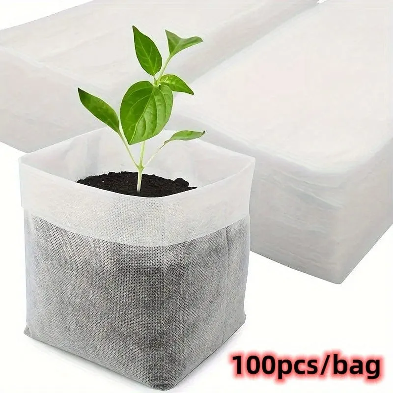 100 Stück/200 Stück/300 Stück biologisch abbaubare Saatgut-Anzuchtbeutel, Vliesstoff-Pflanzenzuchtbeutel, Stoff-Sämlingstöpfe-Pflanzenbeutel, Hausgartenbedarf, Sämlingspflanzen-Anzuchtbeutel für Bodentransplantationsbeutel, landwirtschaftliche Produktionsversorgung