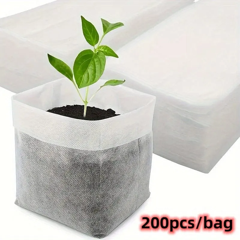 100 Stück/200 Stück/300 Stück biologisch abbaubare Saatgut-Anzuchtbeutel, Vliesstoff-Pflanzenzuchtbeutel, Stoff-Sämlingstöpfe-Pflanzenbeutel, Hausgartenbedarf, Sämlingspflanzen-Anzuchtbeutel für Bodentransplantationsbeutel, landwirtschaftliche Produktionsversorgung