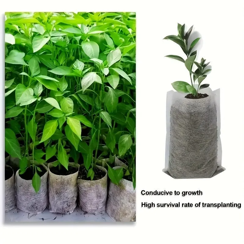 100 Stück/200 Stück/300 Stück biologisch abbaubare Saatgut-Anzuchtbeutel, Vliesstoff-Pflanzenzuchtbeutel, Stoff-Sämlingstöpfe-Pflanzenbeutel, Hausgartenbedarf, Sämlingspflanzen-Anzuchtbeutel für Bodentransplantationsbeutel, landwirtschaftliche Produktionsversorgung