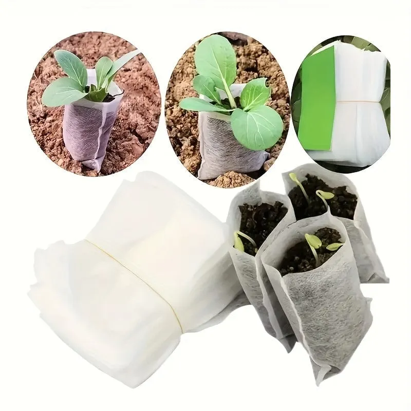 100 Stück/200 Stück/300 Stück biologisch abbaubare Saatgut-Anzuchtbeutel, Vliesstoff-Pflanzenzuchtbeutel, Stoff-Sämlingstöpfe-Pflanzenbeutel, Hausgartenbedarf, Sämlingspflanzen-Anzuchtbeutel für Bodentransplantationsbeutel, landwirtschaftliche Produktionsversorgung