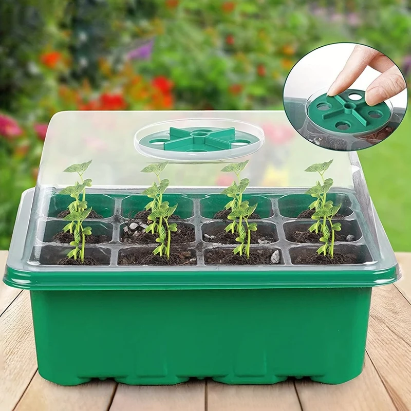 Vergrößern Sie Ihren Garten mit dieser Sämlingsbox mit 12 Löchern – inklusive Deckel, Isolierung und Feuchtigkeitsplatte für optimale Keimung.