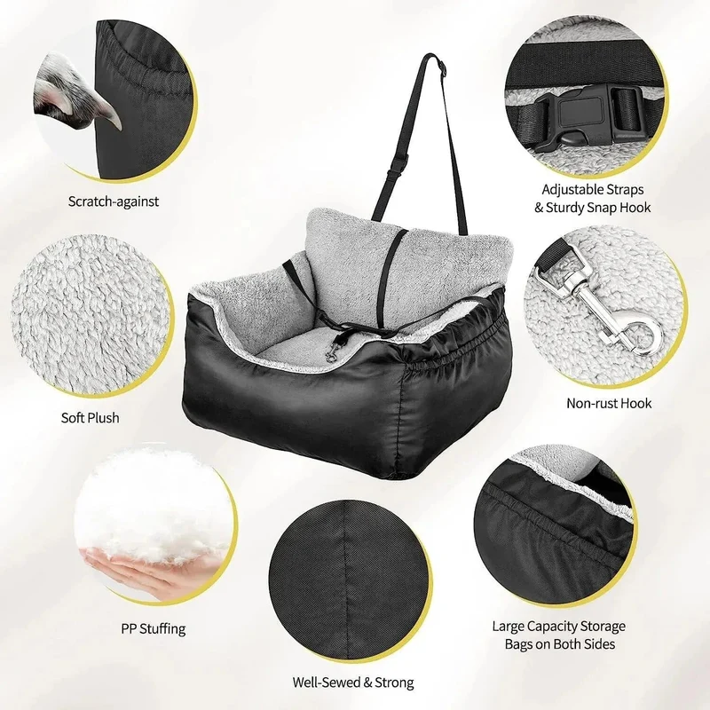 Autositz für Haustiere für große und mittelgroße Hunde, waschbarer Hunde-Booster, Autositz für Haustiere, abnehmbares Hundebett für die Rückbank des Autos, Reisebett für Haustiere