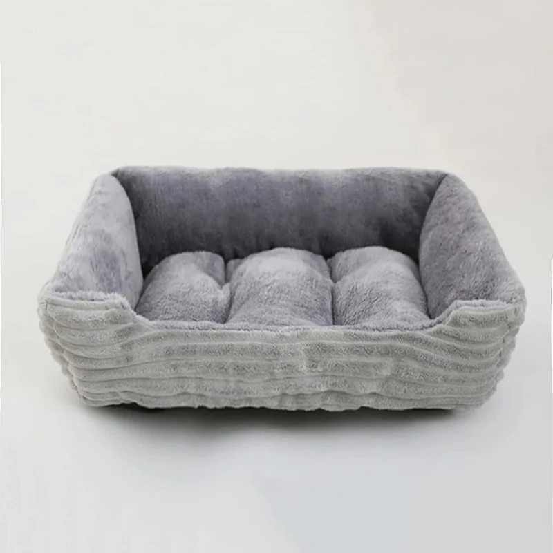 Bett für Hunde und Katzen, quadratisch, Plüschhütte, mittelgroße und kleine Hunde, Schlafsofa, Kissen, beruhigendes Hundebett, Haus, Haustierbedarf, Zubehör