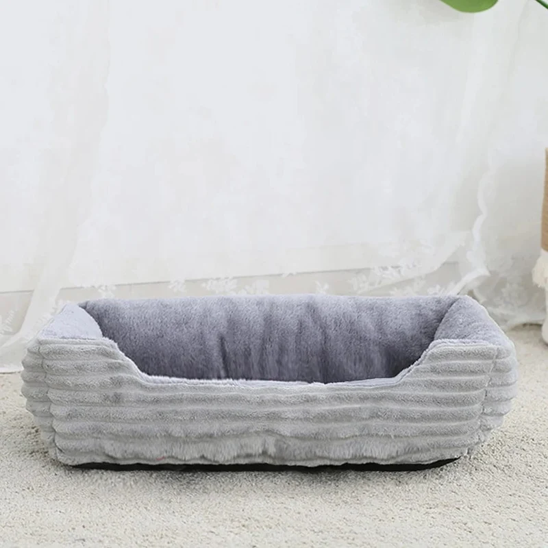 Bett für Hunde und Katzen, quadratisch, Plüschhütte, mittelgroße und kleine Hunde, Schlafsofa, Kissen, beruhigendes Hundebett, Haus, Haustierbedarf, Zubehör