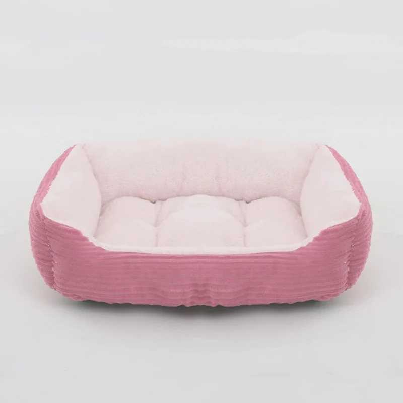 Bett für Hunde und Katzen, quadratisch, Plüschhütte, mittelgroße und kleine Hunde, Schlafsofa, Kissen, beruhigendes Hundebett, Haus, Haustierbedarf, Zubehör