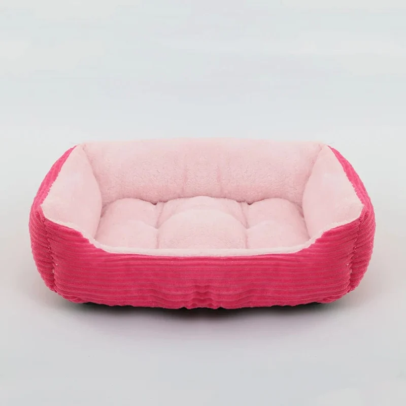 Bett für Hunde und Katzen, quadratisch, Plüschhütte, mittelgroße und kleine Hunde, Schlafsofa, Kissen, beruhigendes Hundebett, Haus, Haustierbedarf, Zubehör