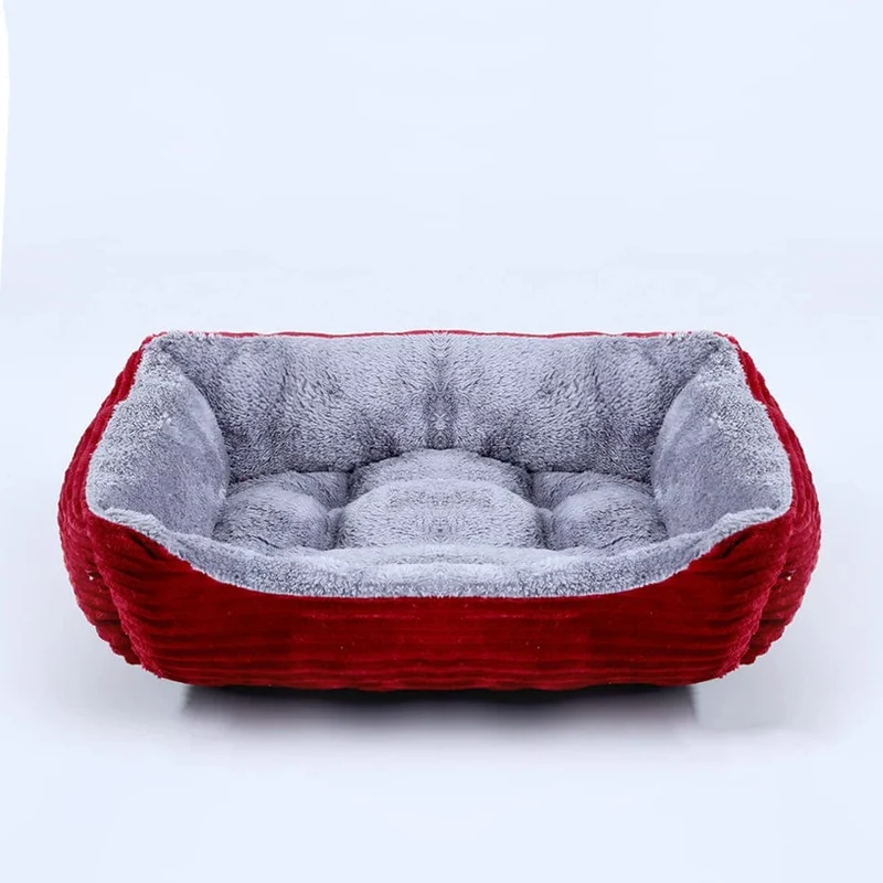 Bett für Hunde und Katzen, quadratisch, Plüschhütte, mittelgroße und kleine Hunde, Schlafsofa, Kissen, beruhigendes Hundebett, Haus, Haustierbedarf, Zubehör