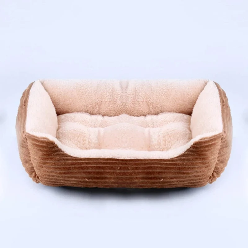 Bett für Hunde und Katzen, quadratisch, Plüschhütte, mittelgroße und kleine Hunde, Schlafsofa, Kissen, beruhigendes Hundebett, Haus, Haustierbedarf, Zubehör
