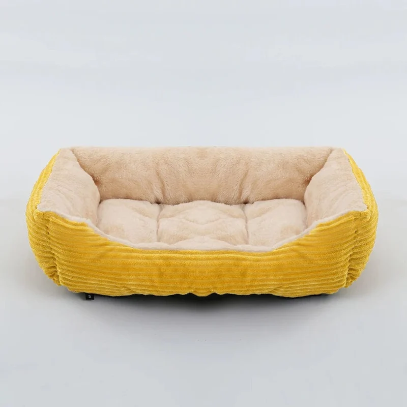 Bett für Hunde und Katzen, quadratisch, Plüschhütte, mittelgroße und kleine Hunde, Schlafsofa, Kissen, beruhigendes Hundebett, Haus, Haustierbedarf, Zubehör