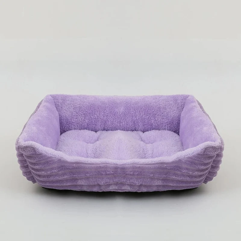 Bett für Hunde und Katzen, quadratisch, Plüschhütte, mittelgroße und kleine Hunde, Schlafsofa, Kissen, beruhigendes Hundebett, Haus, Haustierbedarf, Zubehör