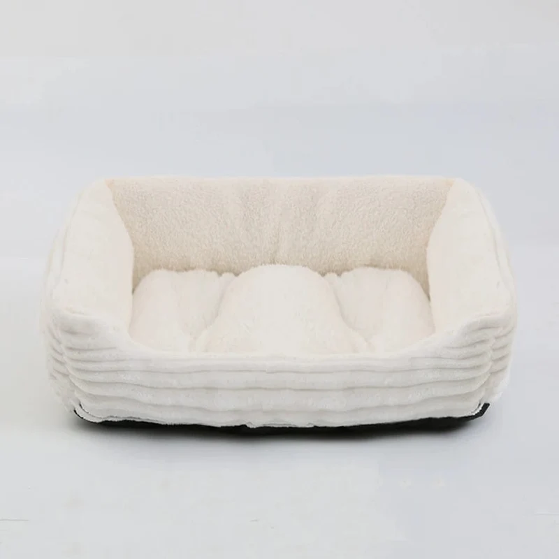 Bett für Hunde und Katzen, quadratisch, Plüschhütte, mittelgroße und kleine Hunde, Schlafsofa, Kissen, beruhigendes Hundebett, Haus, Haustierbedarf, Zubehör
