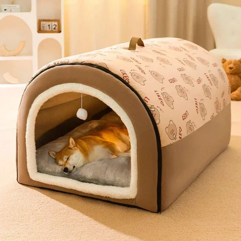 Große Hundehütte, warme Hundehütte für den Winter, abnehmbare und waschbare Hundebettnest, Tiefschlafzelt für mittelgroße und große Hunde, Hausbedarf