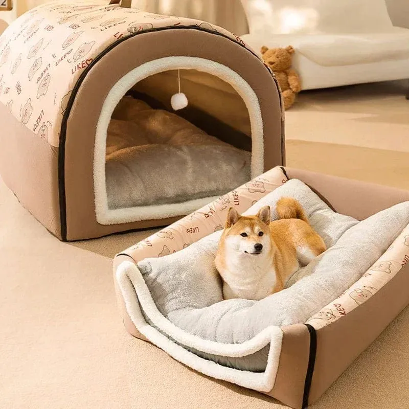 Große Hundehütte, warme Hundehütte für den Winter, abnehmbare und waschbare Hundebettnest, Tiefschlafzelt für mittelgroße und große Hunde, Hausbedarf