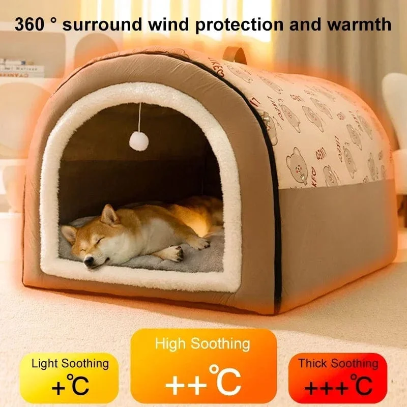 Große Hundehütte, warme Hundehütte für den Winter, abnehmbare und waschbare Hundebettnest, Tiefschlafzelt für mittelgroße und große Hunde, Hausbedarf